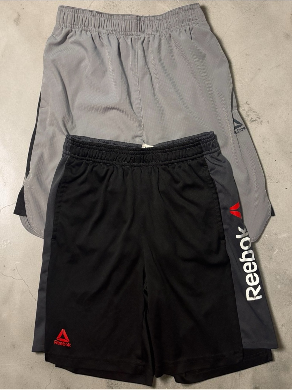 Reebok Black & Gray Boys' Athletic Shorts with Red Logos size 10/12